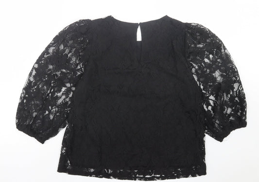 Womens UK Size M VERO MODA Black Basic Blouse