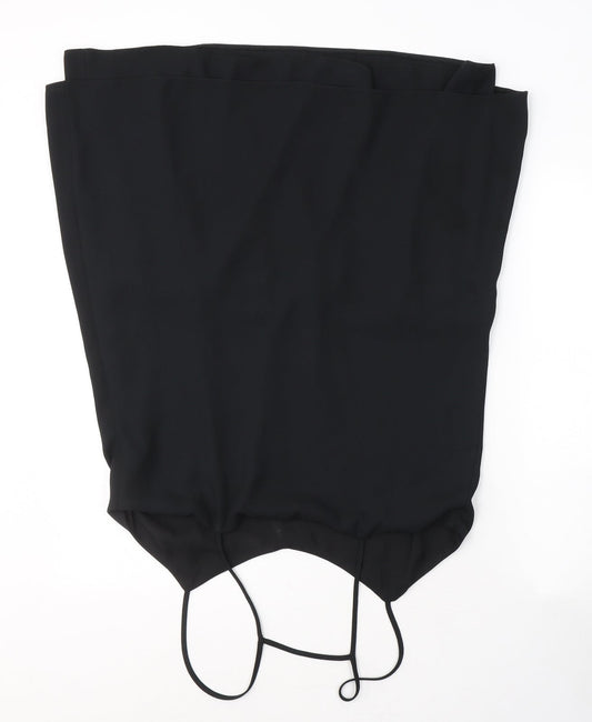 Preworn Womens Black Polyester Bodycon Size M Square Neck Pullover