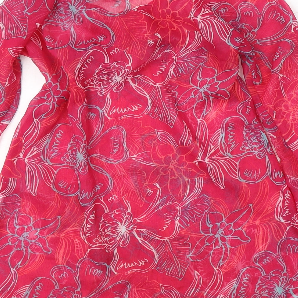 girl2girl Girls Pink Floral Polyester Tunic Blouse Size 5-6 Years V-Neck Pullover
