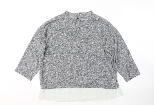 F&F Womens Grey Viscose Basic Blouse Size 12 Round Neck
