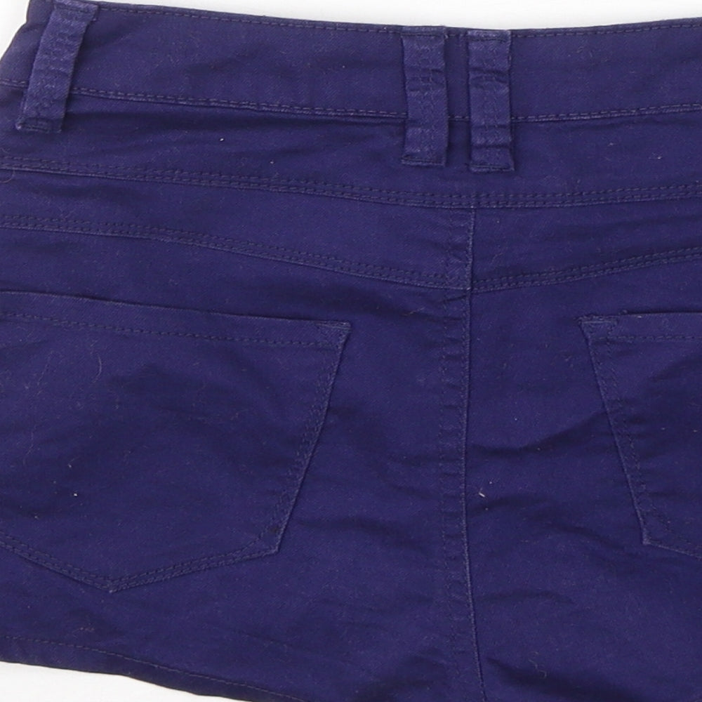 New Look Girls Blue Cotton Hot Pants Shorts Size 12 Years Regular Buckle