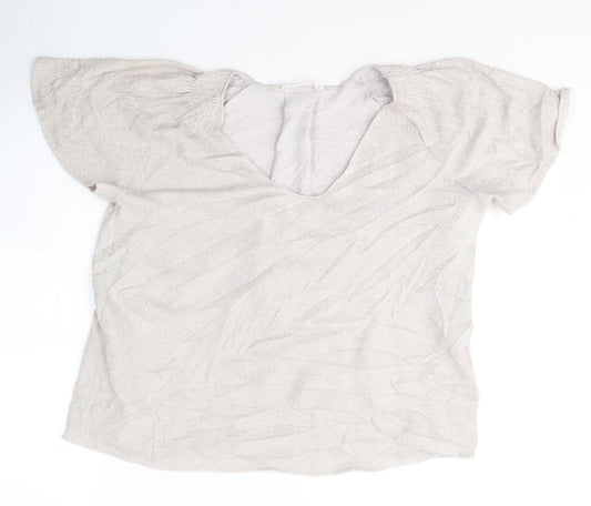 Womens UK Size S Mango Grey Basic T-Shirt