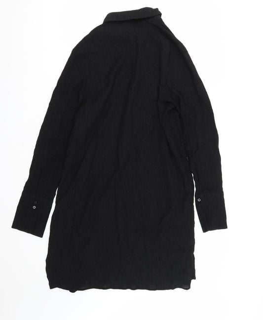 Womens UK Size M H&M Black Basic Button-Up