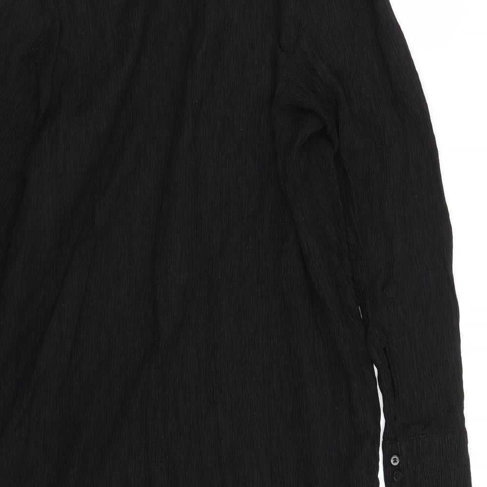 Womens UK Size M H&M Black Basic Button-Up