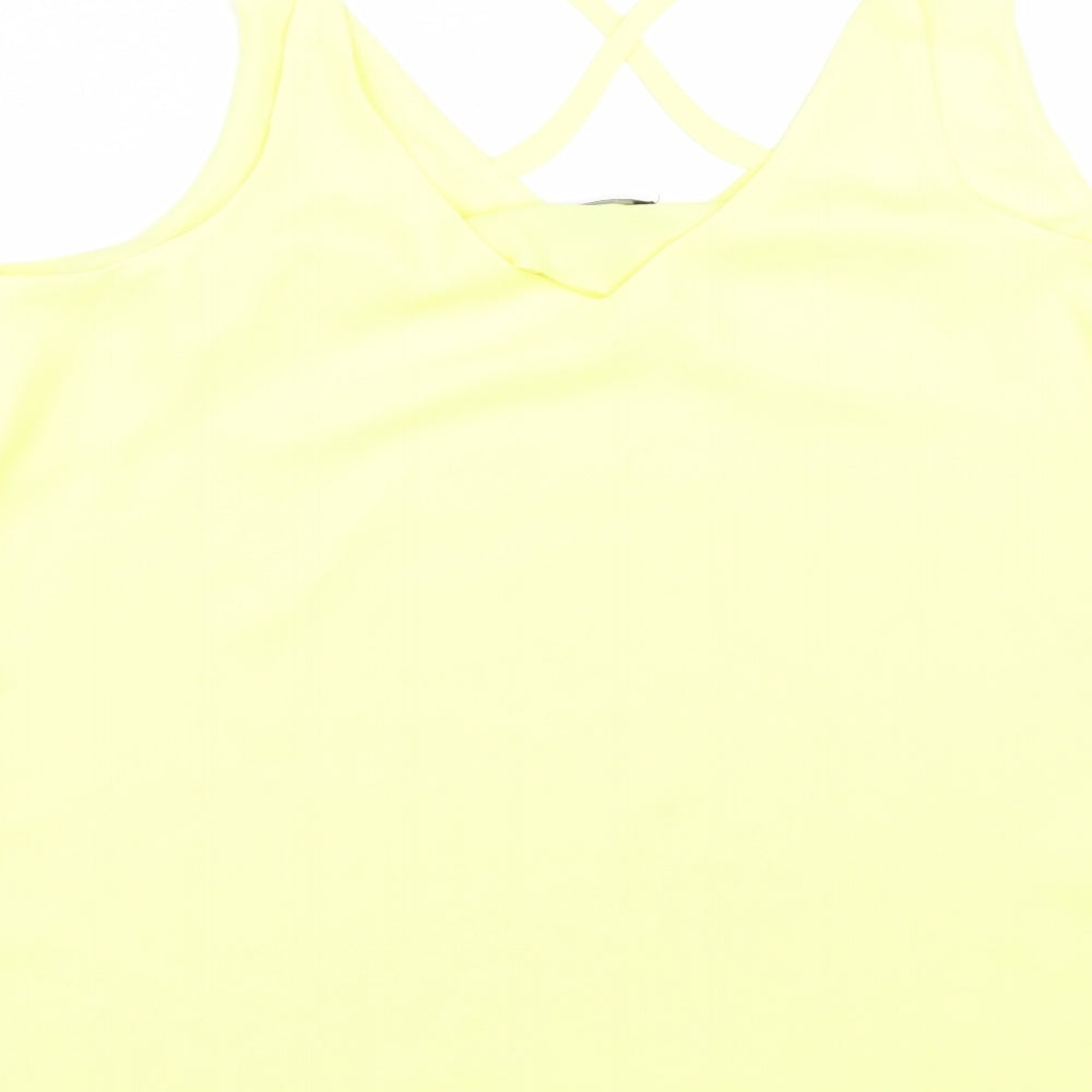 F&F Womens Yellow Polyester Basic Tank Size 12 V-Neck