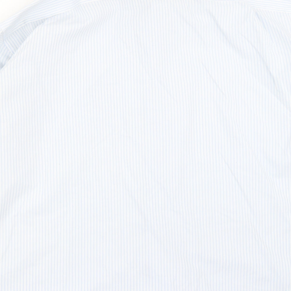 Mens UK Size 18 Marks and Spencer Blue Button-Up Long Sleeve Casual Shirt
