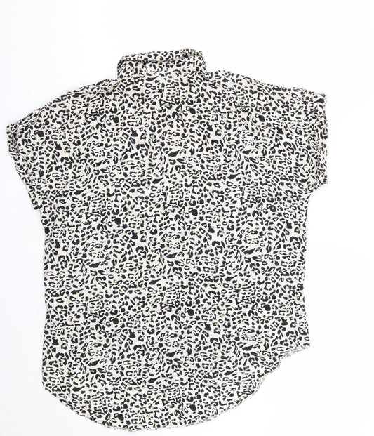 Matalan Womens Multicoloured Geometric Viscose Basic Button-Up Size 10 Collared