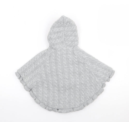 Little Nosh Girls Grey Acrylic Cape Jumper Size 3-6 Months