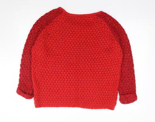 Primark Womens Red Scoop Neck Acrylic Pullover Jumper Size 12