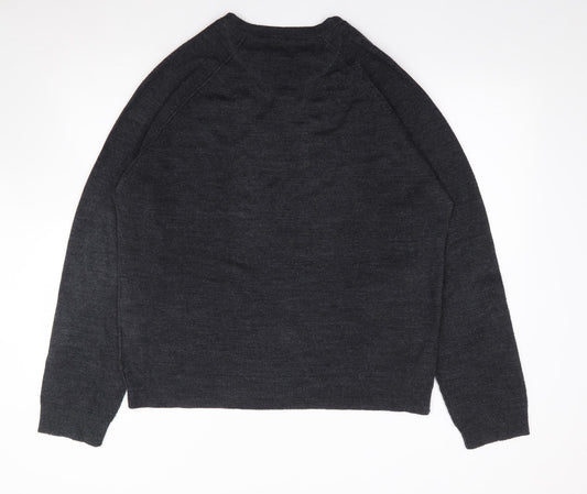 UrbanSpirit Mens Grey Crew Neck Acrylic Pullover Jumper Size L