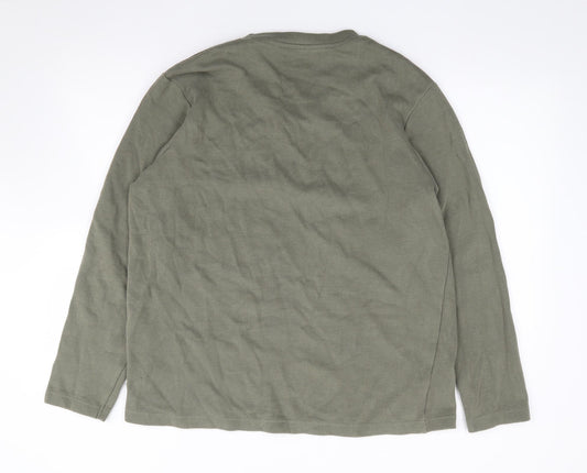 F&F Mens Green Crew Neck Cotton Pullover Jumper Size XL