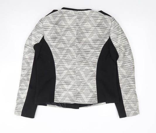 TU Womens Black Geometric Jacket Size 14 Zip