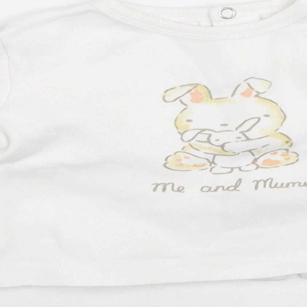 Babybol Girls White Cotton Cardigan Jumper Size 6-9 Months - Bunny