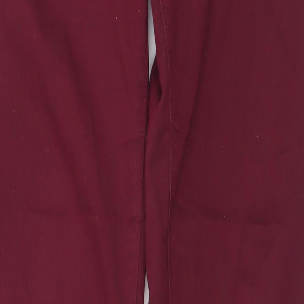 Denim & Co. Womens Red Cotton Chino Trousers Size 14 L31 in Regular Button