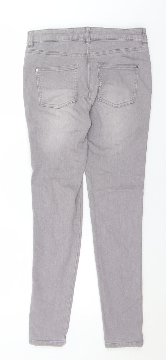 NEXT Womens Grey Cotton Skinny Jeans Size 10 L29 in Regular Button