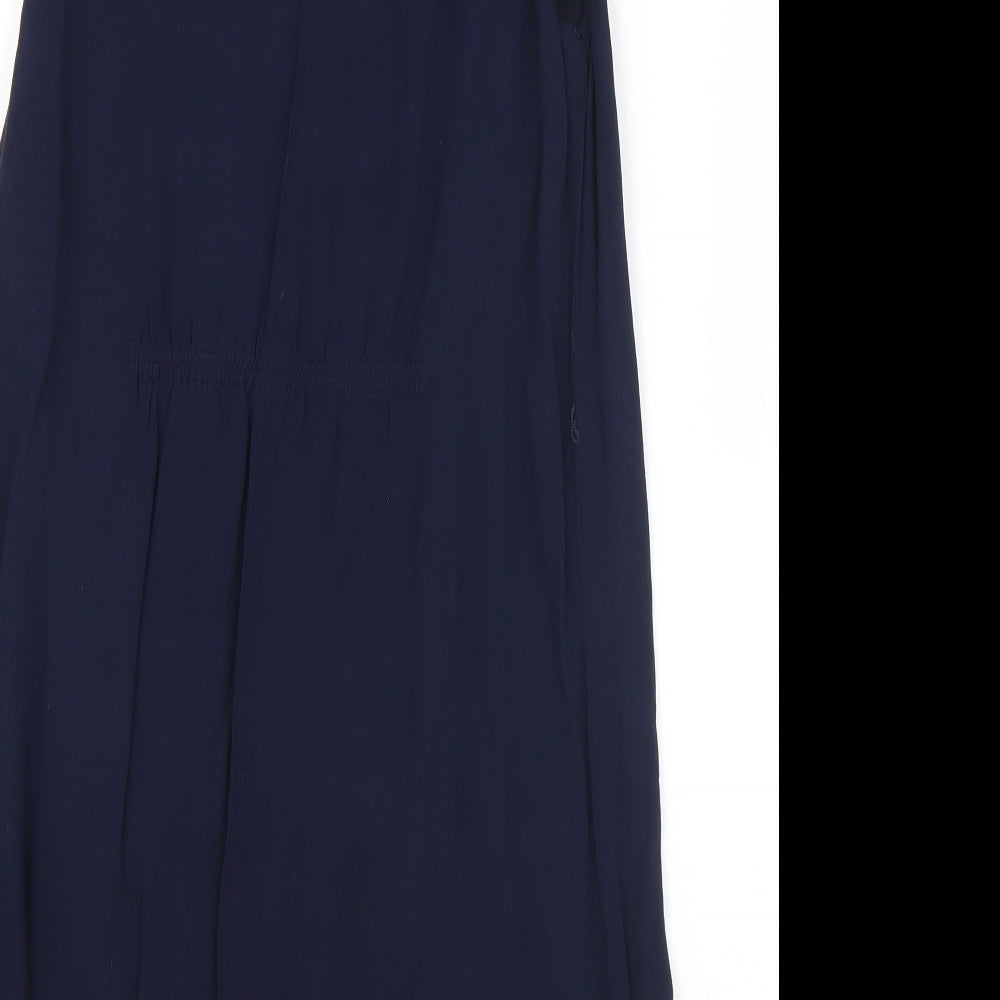 Preworn Womens Blue Polyester A-Line Size S V-Neck - S/M