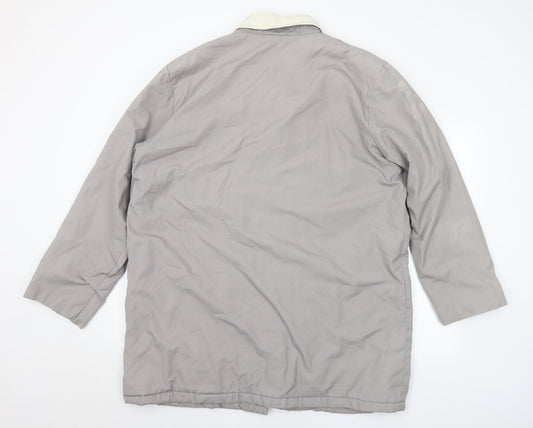 Preworn Mens Grey Parka Coat Size 40 Button