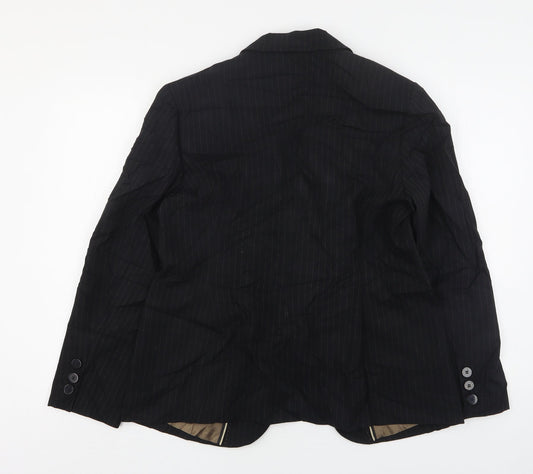 Dorothy Perkins Womens Black Striped Polyester Jacket Suit Jacket Size 16