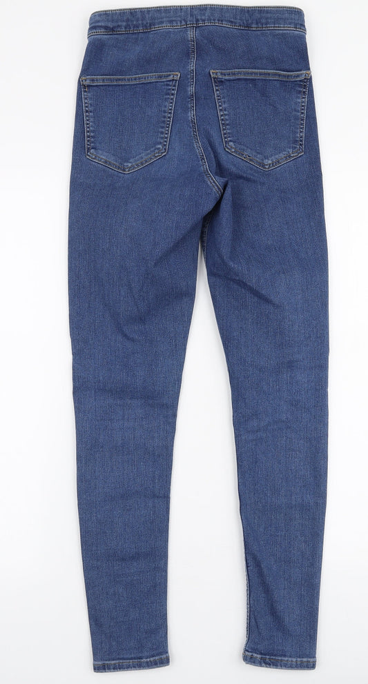 Topshop Womens Blue Cotton Skinny Jeans Size 28 L32 in Slim Zip