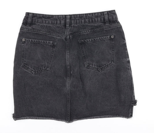 New Look Womens Grey Polyester A-Line Skirt Size 10 Zip