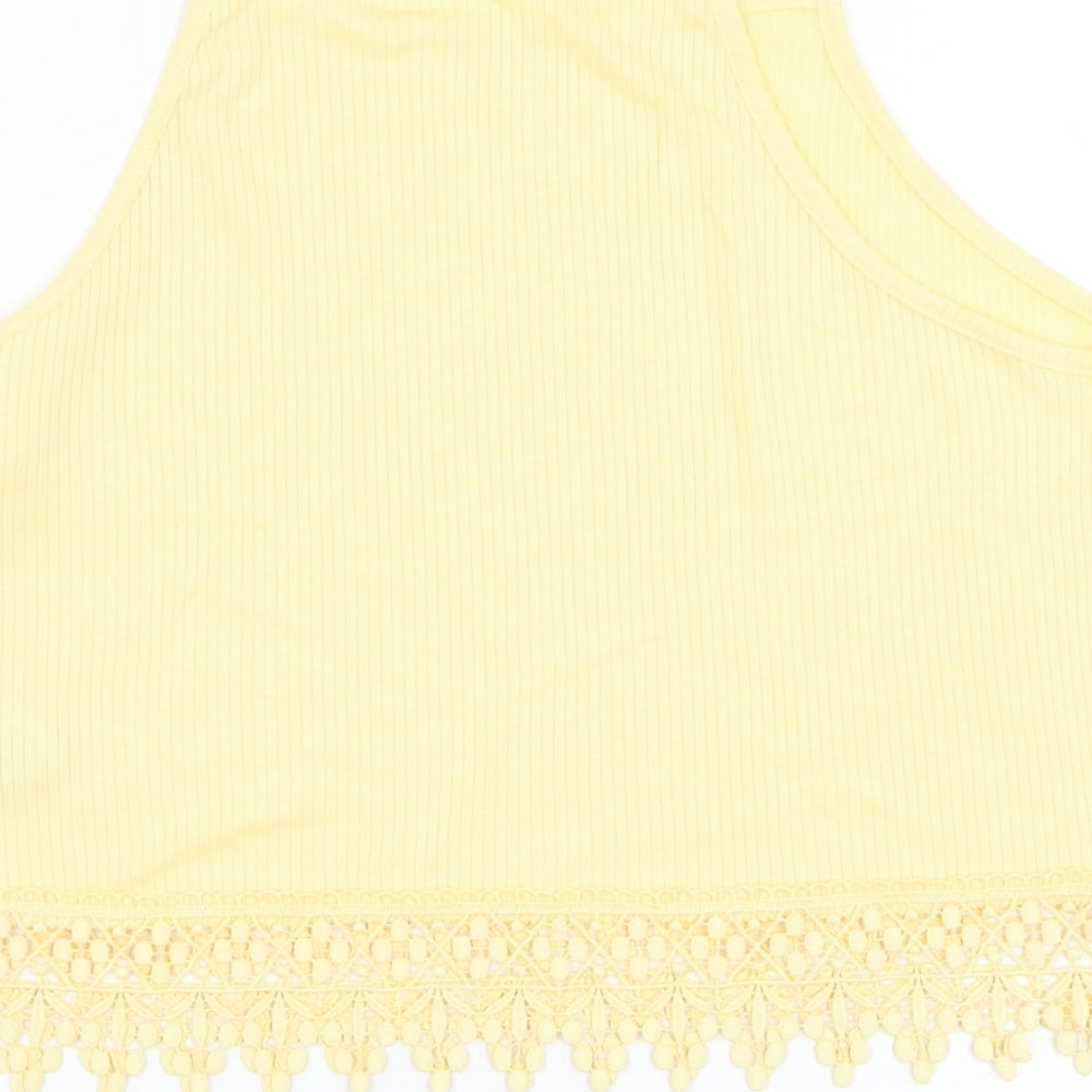 Womens UK Size 12 New Look Yellow Basic Tank
