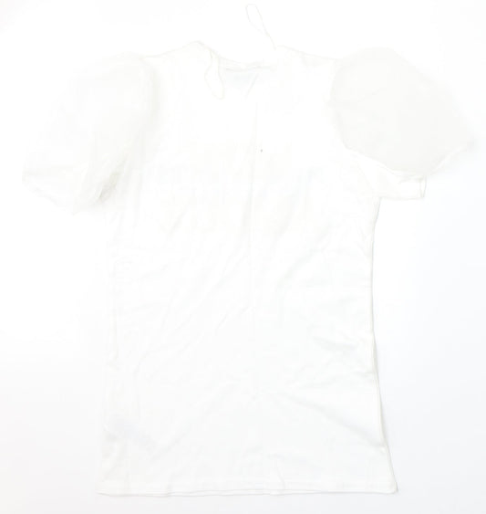 Quiz Womens White Cotton Basic T-Shirt Size 6 Round Neck
