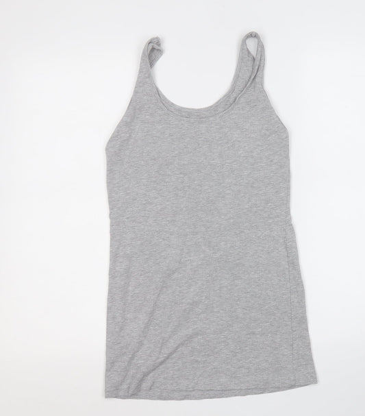 Papaya Womens Grey Cotton Basic Tank Size 12 Round Neck
