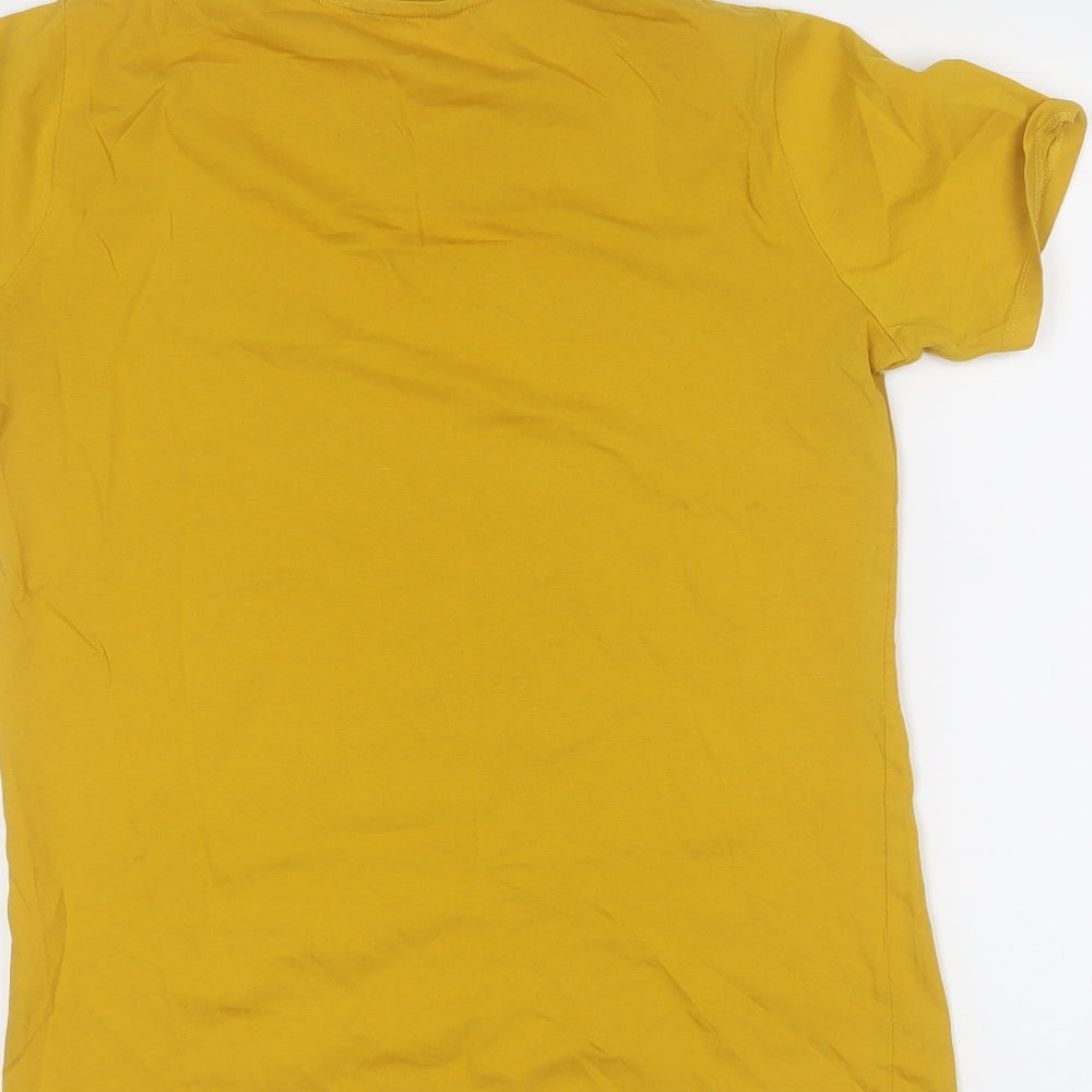 Womens UK Size 8 New Look Yellow Basic T-Shirt