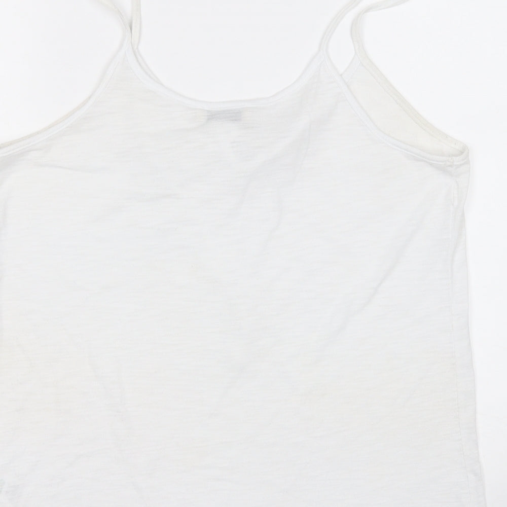Papaya Womens White Polyester Basic Tank Size 12 Round Neck