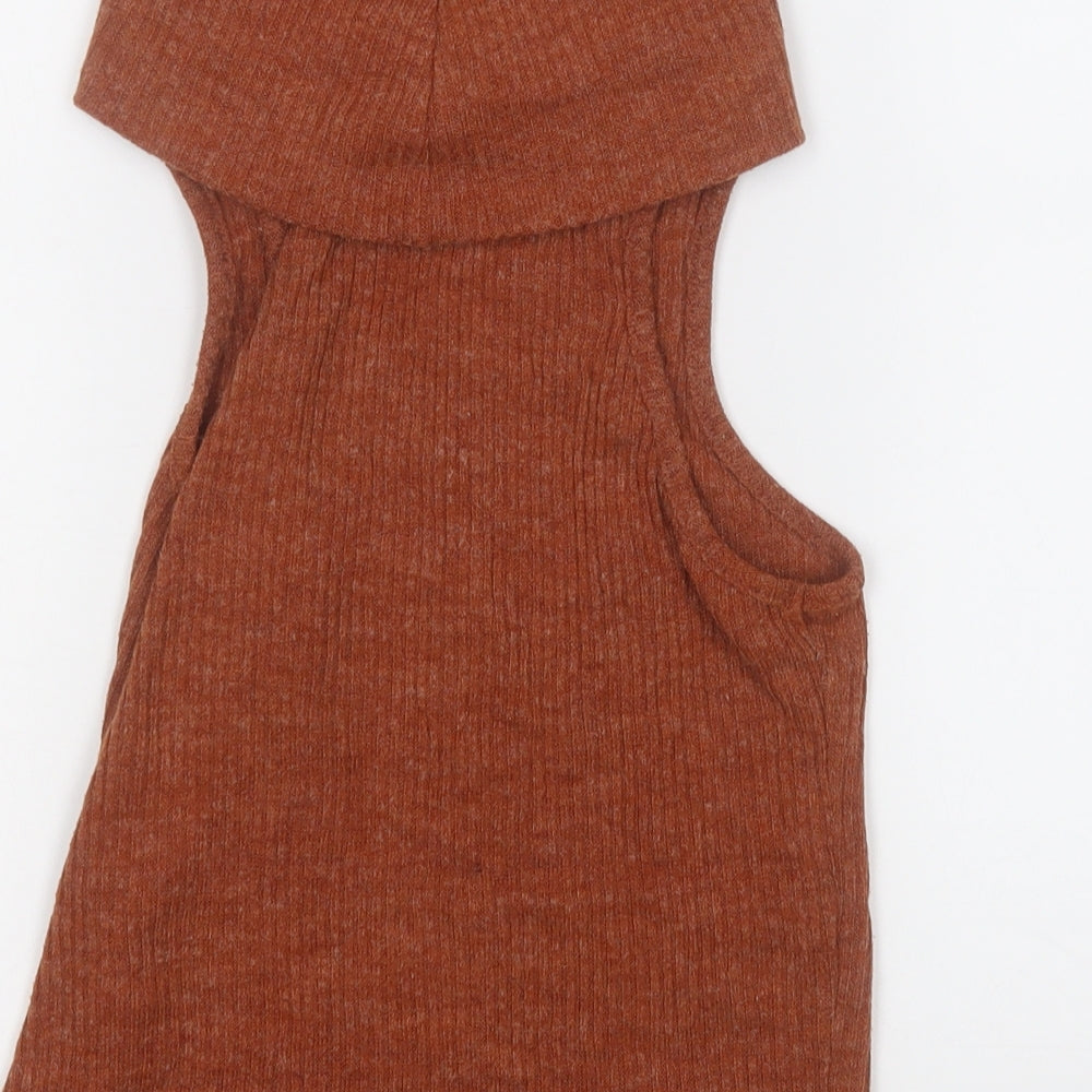 glamrous Womens Brown Roll Neck Acrylic Pullover Jumper Size S