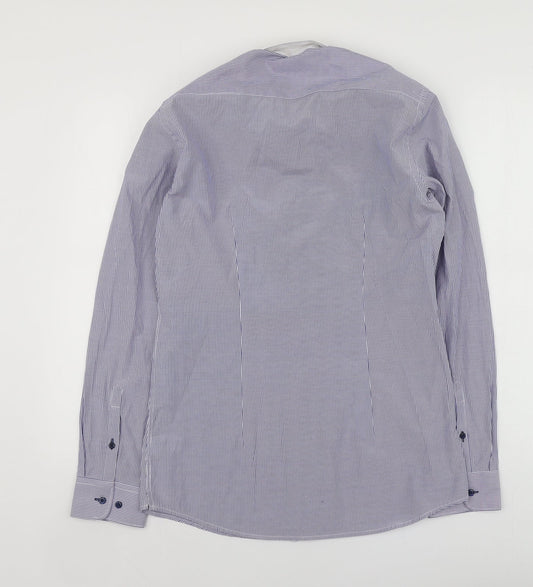 Mens UK Size 15 NEXT Blue Button-Up Long Sleeve Casual Shirt
