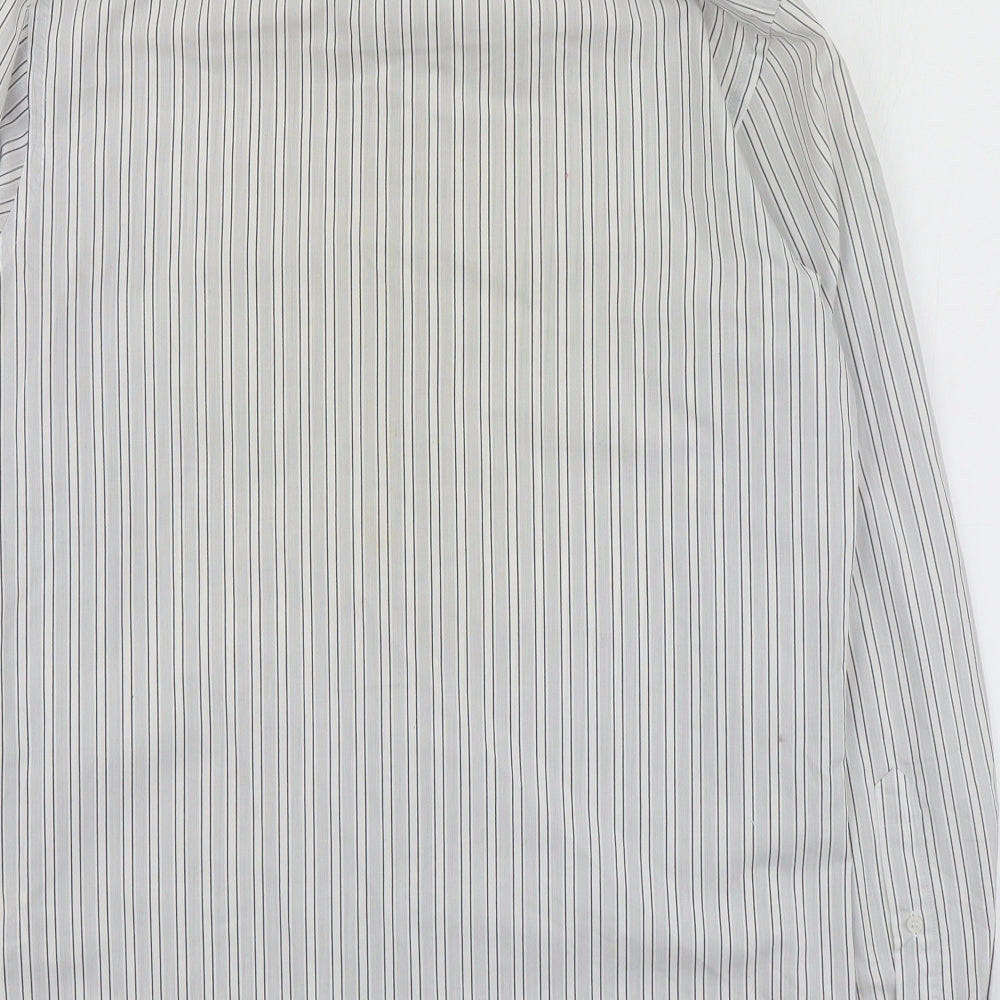 Mens UK Size 15 Burton Grey Button-Up Long Sleeve Casual Shirt