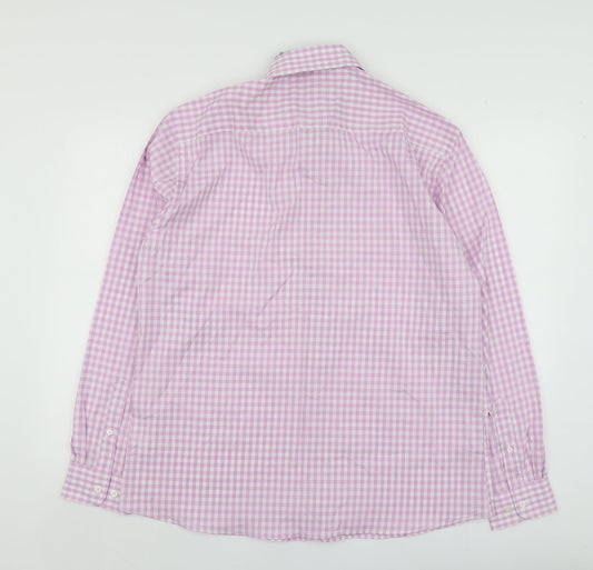 Mens UK Size L New Haven Pink Button-Up Long Sleeve Casual Shirt