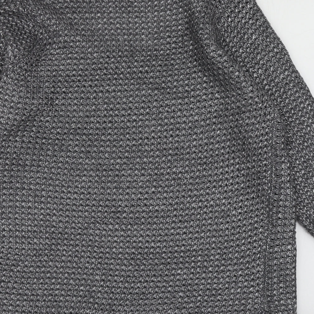 George Womens Silver V-Neck Polyester Pullover Jumper Size L