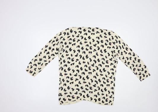 Fenn Wright Manson Womens Ivory Scoop Neck Geometric Cotton Cardigan Jumper Size L