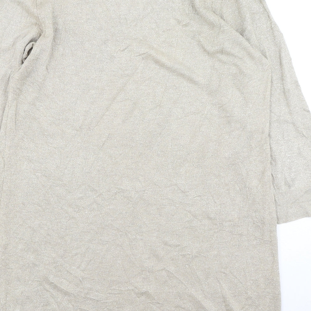 George Womens Gold V-Neck Viscose Pullover Jumper Size 12