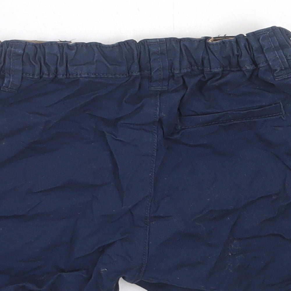 H&M Boys Blue Cotton Chino Shorts Size 2 Years Regular Buckle