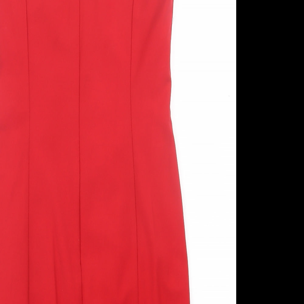 Soaked Womens Red Polyester A-Line Size XS Crew Neck Zip