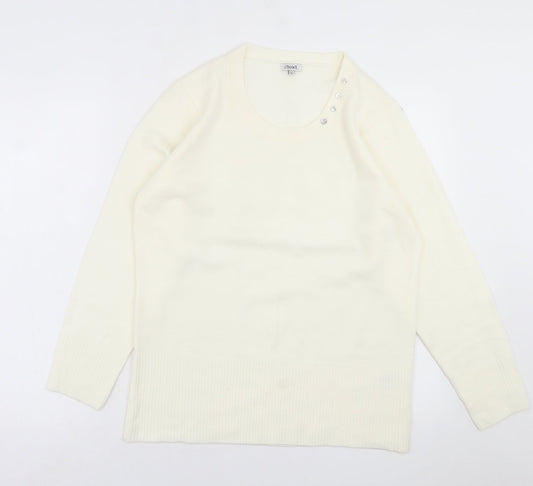 Womens UK Size L TEXT Ivory Pullover Jumper
