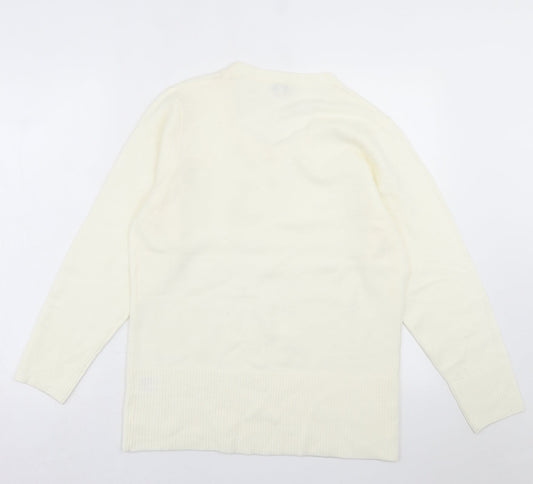 Womens UK Size L TEXT Ivory Pullover Jumper