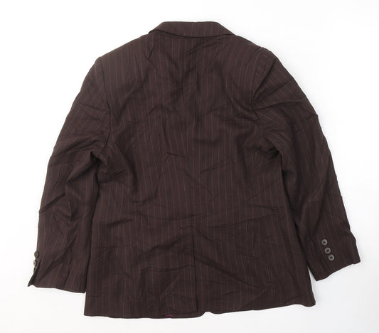 Marks and Spencer Womens Brown Striped Wool Jacket Suit Jacket Size 12