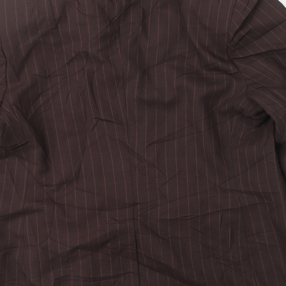 Marks and Spencer Womens Brown Striped Wool Jacket Suit Jacket Size 12