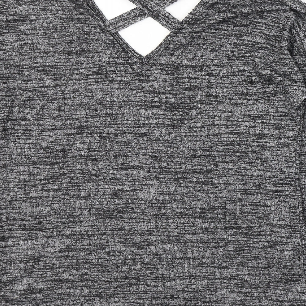 F&F Womens Grey V-Neck Viscose Pullover Jumper Size 12