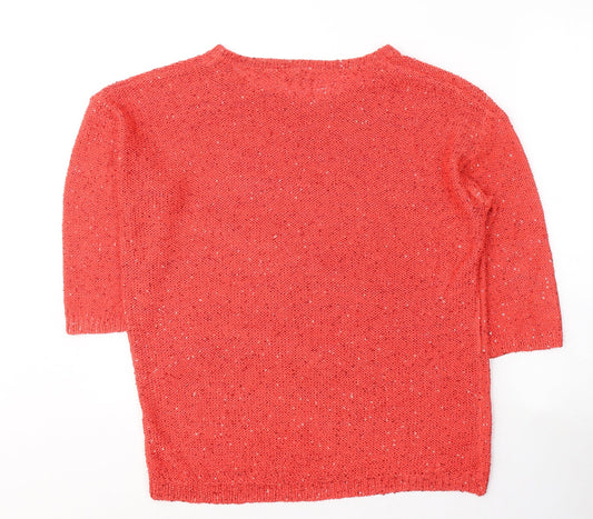 F&F Womens Red Round Neck Acrylic Pullover Jumper Size M