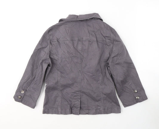 b.young Womens Grey Jacket Size 14 Button