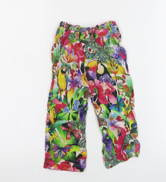 H&M Girls Multicoloured Floral Viscose Bloomer Trousers Size 2-3 Years Regular