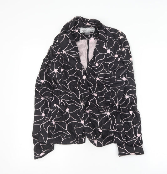 Warehouse Womens Black Floral Jacket Blazer Size 10