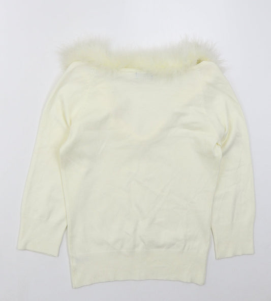 Florence & Fred Womens Ivory Round Neck Acrylic Pullover Jumper Size 10