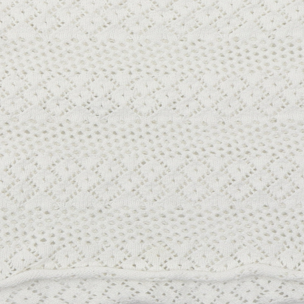 Primark Womens White Crew Neck Polyester Pullover Jumper Size 12