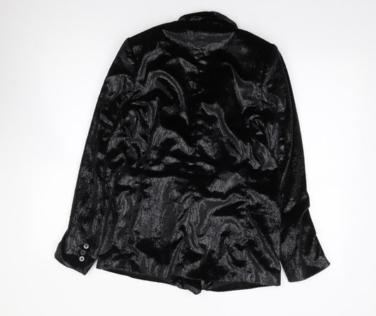 H&M Womens Black Polyester Jacket Suit Jacket Size 8